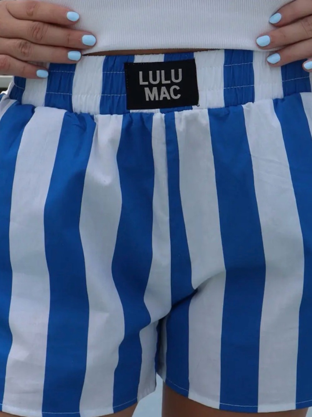 NEW-Lulu Mac Blue & White Stripe Boxer Shorts